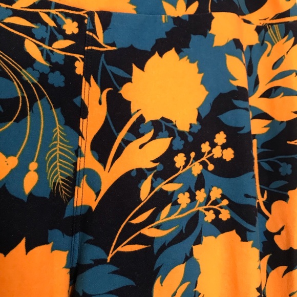 LuLaRoe TC Tall & Curvy blue and yellow leggings - Picture 2 of 3